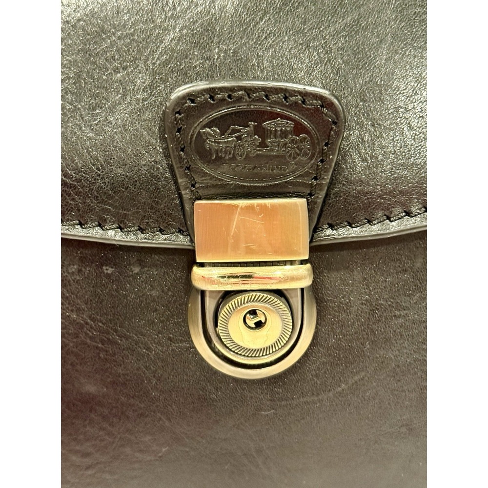 PORTAFOGLI PELLE TOSCANINO TRACOLLA LEATHER WALLET BORSA NERA BORSETTA CROSSBODY - Picture 2 of 16
